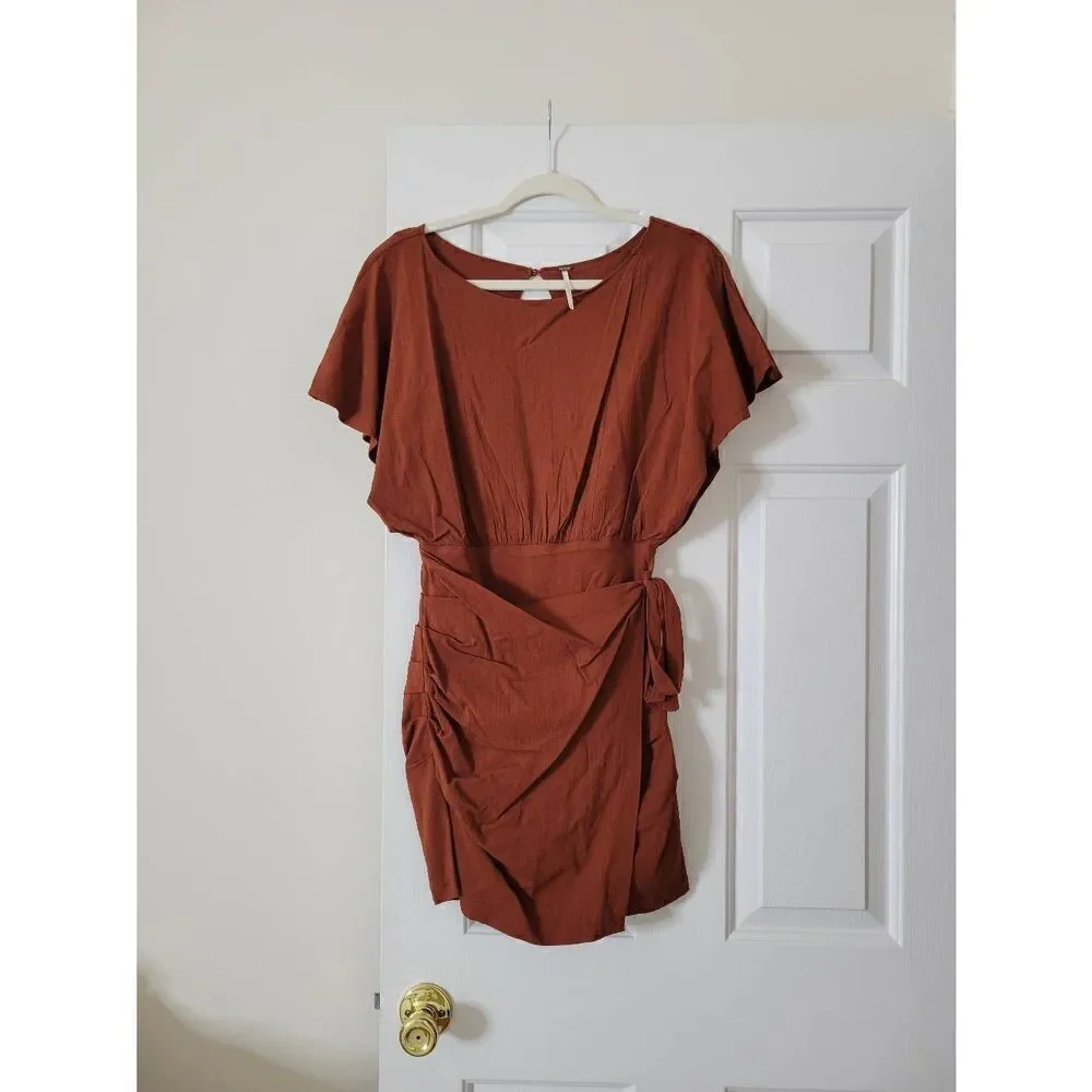 Free People Rough Rider Mini Dress S, NWOT Brown
